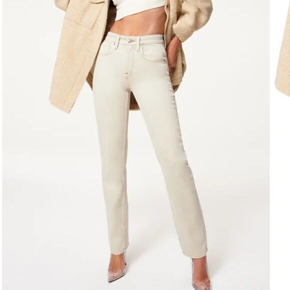 Good American 90’s Icon Straight Fit Jean Bone *Flaw - Picture 2 of 11